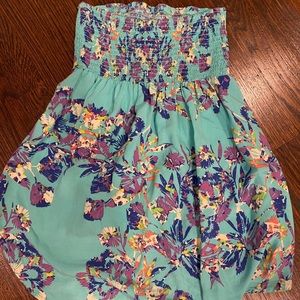Strapless XS tropical floral top